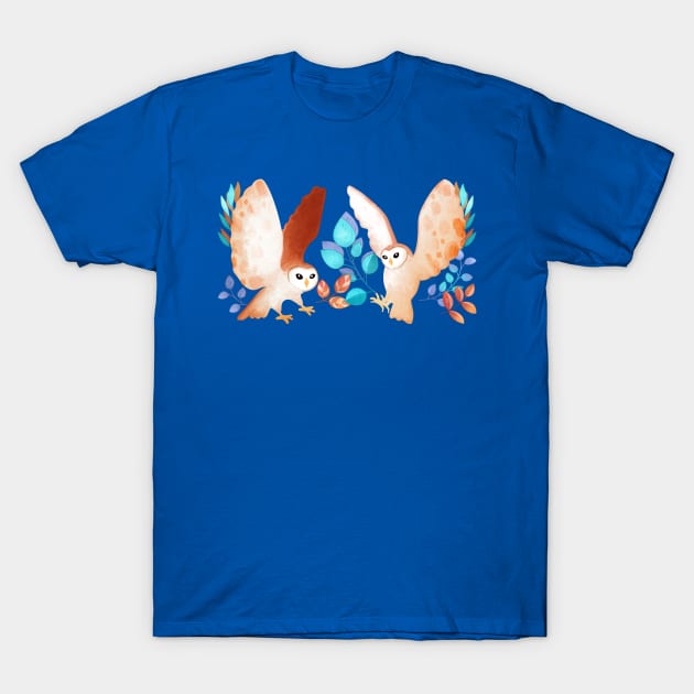 Barn Owls In Flight T-Shirt by PerrinLeFeuvre